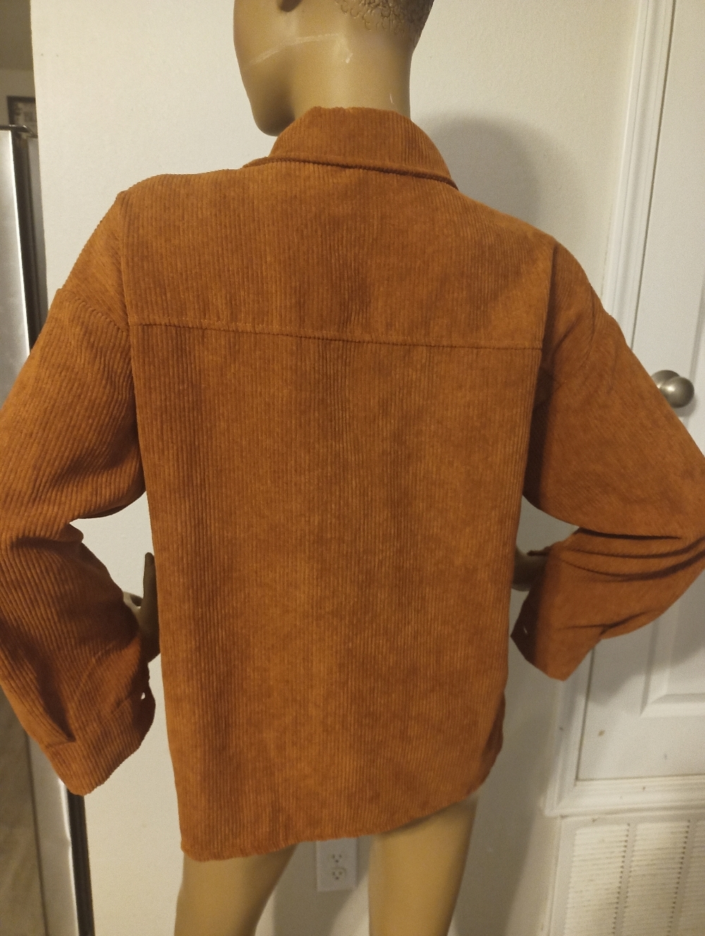 Rust Corduroy Button-Up Shacket - Picture 5 of 6